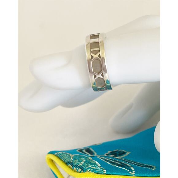 Tiffany & Co. Jewelry - Tiffany & Co. Sterling Silver Atlas Ring Roman Numerals Band 4.5